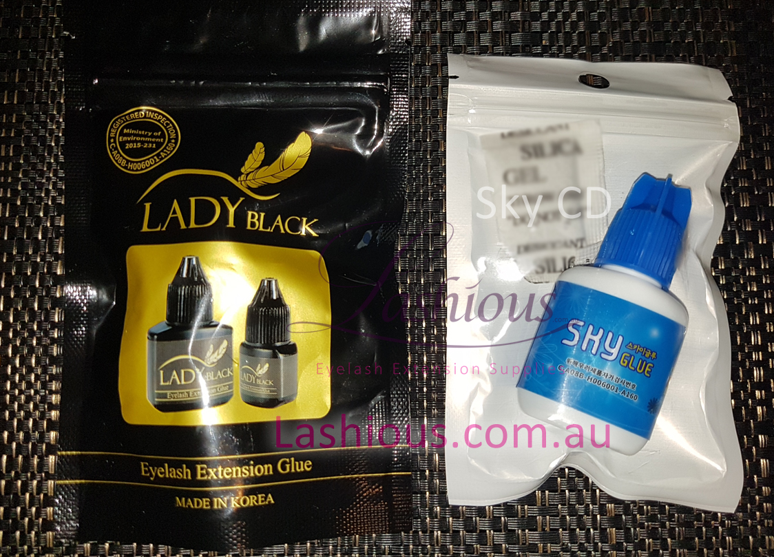 Best eyelash extension glues - Lady Black and Sky CD