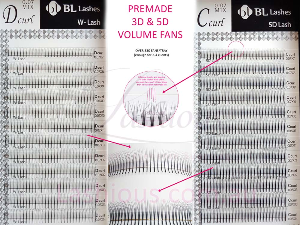Pre-made Volume Fan Lashes - 3D & 5D Volume fans